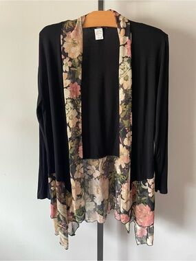 Kim & Cami Long Floral Open Cardigan Duster Jacket Fairy
